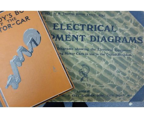 1926 Electrical Equipment Diagrams,  two landscape-style square-backed books containing 62 wiring diagrams for most motor-car