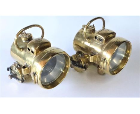 Powell &amp; Hanmer Acetylene Gas Lamps Two identical self-contained acetylene gas lamps from the late veteran period, the ty