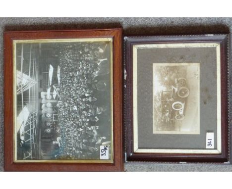 A Photograph of Workers  in an aircraft factory, c1920, 23 x 28 cms; a photograph of an open drive limousine, 10 x 15cms, a K