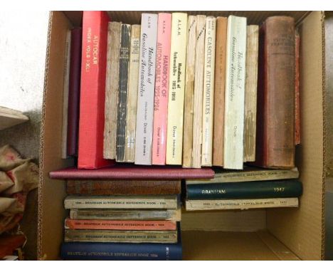 Branham Automobile Reference Books  for 1920 through to 1947, eight books and not a run, also other reference and handbooks, 