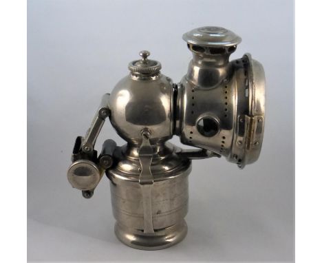 A Lucas Ltd, 'Acetyphote' Bicycle Lamp An acetylene gas lamp of good quality with its original nickel-plating, fittings and b