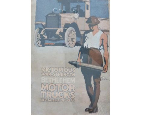 Bethlehem Motor Trucks An unusual and original war time advertisement for the American truck and tractor manufacturer. Framed
