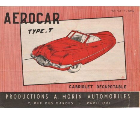Aerocar Type T Catalogue &amp; Line Drawing Portfolio A fascinating 1948-dated for the 1949 season, French publication, compr