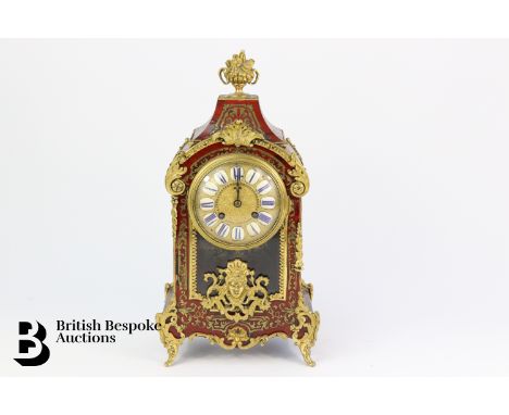 French Boulle mantel clock, eight-day movement striking on a bell, the movement stamped Leroy & Fils Paris 13076, circular br
