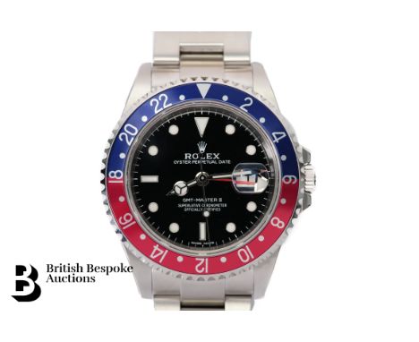 2007 Gentleman's stainless steel Rolex Oyster Perpetual GMT-Master II, black dial with 24hr Pepsi bezel, serial number 472253