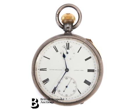 Silver cased half hunter pocket watch, the 45mm dial signed Victor Kullberg London 4588. The watch having a white enamel face