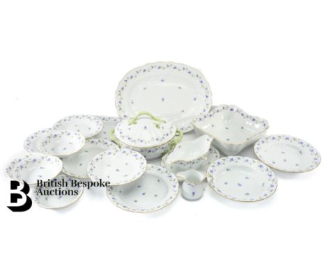 Quantity of Herend porcelain, Cornflower pattern, including a soup tureen and lid, four dessert bowls, four soup plates, grav