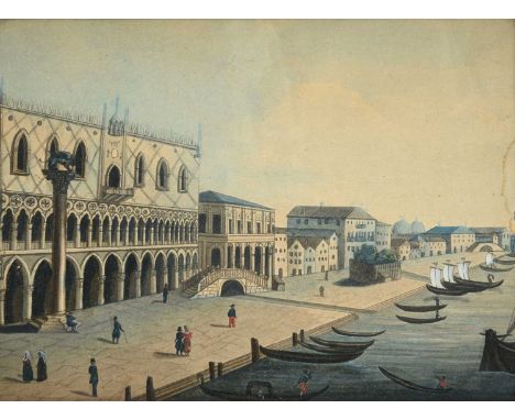 W* M* Holmes (19th century)"Canal Reggio, Venice"Signed, inscribed and dated to label verso, watercolour, together with a fur