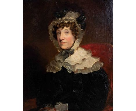 Samuel Howell of Huddersfield (1807-1876)Portrait of Mrs R.R.Bloxam of Rugby, head and shoulders, seated in a red upholstered