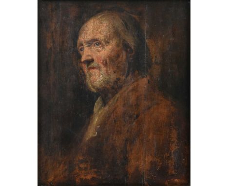 Circle of Balthasar Denner (1685-1749) German Portrait of a bearded elderly man, bust length, in profile Oil on panel, 46cm b