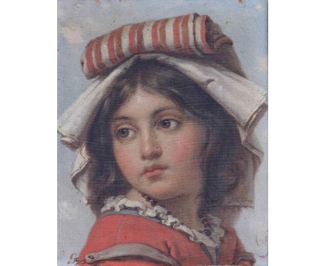 Italian School (19th/20th century)Portrait of a young girl, head and shoulders, in traditional dressPortrait of a young boy, 