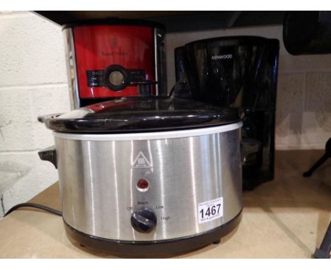 Kenwood coffee maker, Russel Hobbs coffee maker and a slow cooker. All electrical items in this lot have been PAT tested for 