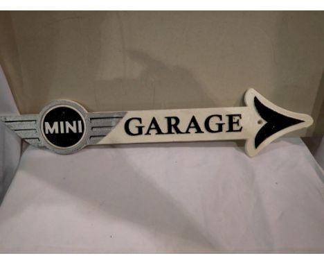 Mini garage sign, W: 40 cm. UK P&amp;P Group 1 (£16+VAT for the first lot and £2+VAT for subsequent lots) 