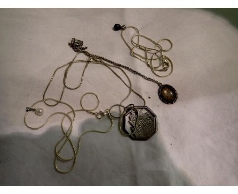 Four silver pendant necklaces. UK P&amp;P Group 1 (£16+VAT for the first lot and £2+VAT for subsequent lots) 