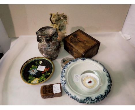 Mixed lot of collectables including a soapstone carving and a Caithness ladybird paperweight. UK P&amp;P Group 3 (£30+VAT for