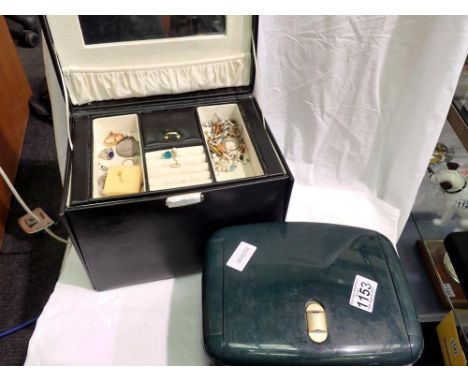 Two jewellery boxes with contents. UK P&amp;P Group 2 (£20+VAT for the first lot and £4+VAT for subsequent lots) 