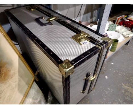 Metal and brass bound cabin trunk. Not available for in-house P&amp;P 
