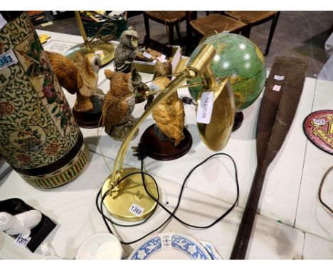 Brass table lamp, H: 52 cm. All electrical items in this lot have been PAT tested for safety and have passed. This does not c