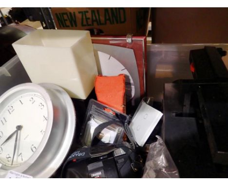 Mixed items including silver plate and a clock etc. Not available for in-house P&amp;P 