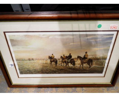 A. J. Dent limited edition horse racing print, National Morning, 30 x 50 cm. Not available for in-house P&amp;P 