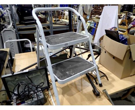 Set of aluminum step ladders with rubber treads. Not available for in-house P&amp;P 