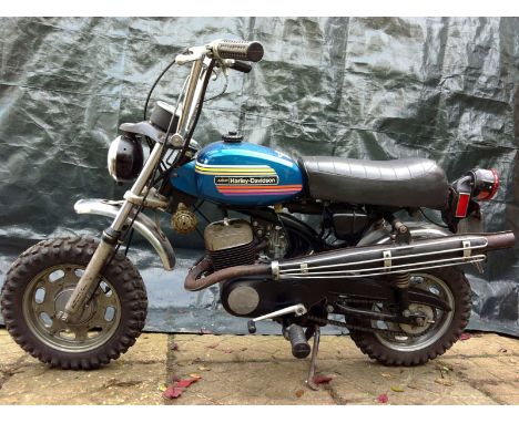 PLEASE NOTE: The V5 is with the DVLA.
&nbsp;
Harley-Davidson introduced the X90 mini-bike at the beginning of 1973 offering t