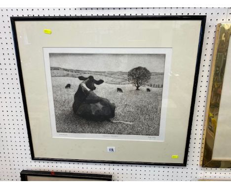 An etching of cows, 'Philip Solly, artist proof
