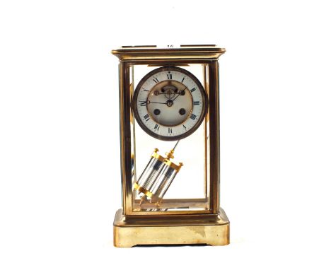 A late 19th Century four glass Brass mantel clock
