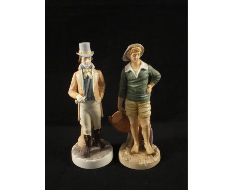 Two Royal Worcester James Hadley figurines of a Regency Gentleman and a French Fisher Boy