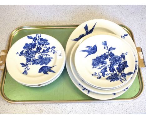 Various Royal Worcester blue bird and floral plates