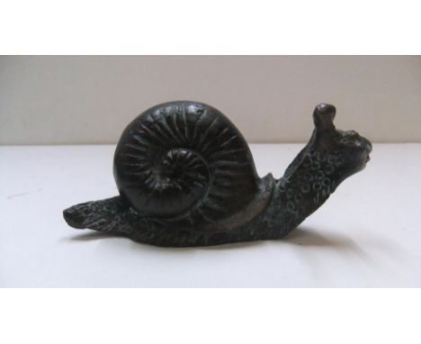 Antique, unmarked, Chinese, solid bronze, Snail,13 cm long 