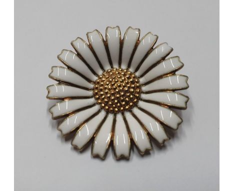 Georg Jensen silver & enamel daisy broochStamped "AM" for Anton Michelsen, who merged with Georg Jensen in 1985Good condition