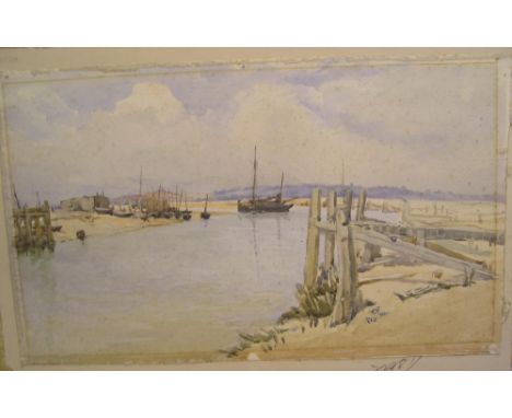 Estuary scene near Rye watercolour, initialled & AB 1921, unframed28 x 48 cmSporadic, light foxing through-out 