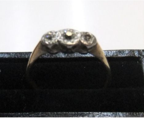 9ct yellow gold, 3 diamond ring Approx 1.7 grams gross, size O