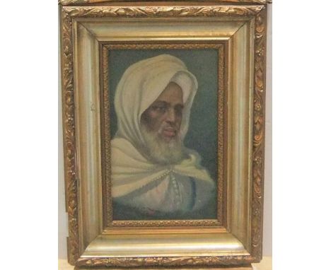Émile MARIN (1876-1940) oil on board, "Head of Bedouin Arab", signed, old frame25 x 15 cmUntouched and original, light surfac