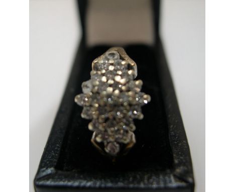 9ct yellow gold, diamond cluster ringApprox 2.7 grams gross,          size K 
