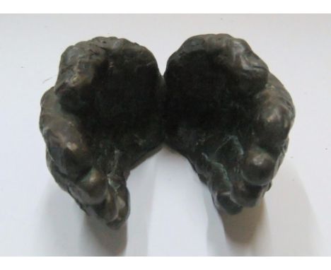 Unmarked, British modern school, solid bronze, circa 1960s, "Cupped hands",10 x 14 cm,        5 kilos 