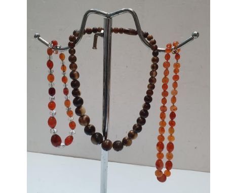 3 early/mid 20thC ladies bead necklaces, 1 early bakerlite type with good original screw fixing.All 3 have come out of the sa