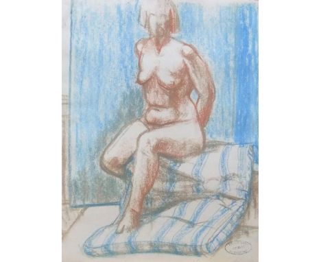 Baron Avro, pastel portrait of a seated naked lady, framed,47 x 36 cm,Fine and clean 