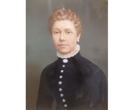 Unsigned, large oil portrait of a middle-aged lady, circa 1900 in original, plain gilt frame, 57 x 45 cmFine and clean 