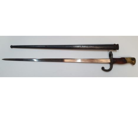 Antique bayonet &amp; original scabbard, both with matching serial numbers, 66 cm in length