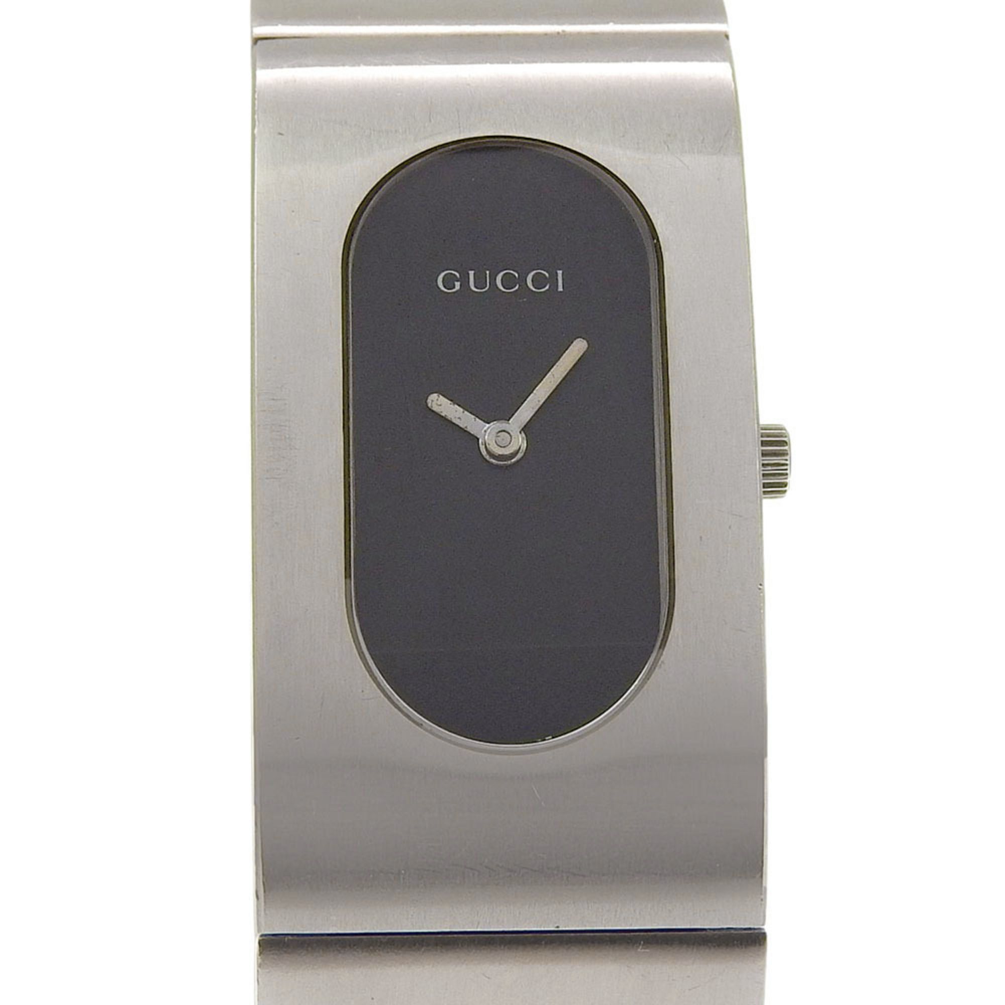 Gucci Bangle Watch, 2400L Stainless Steel, Quartz, Analog, Black Dial, Women's Watch