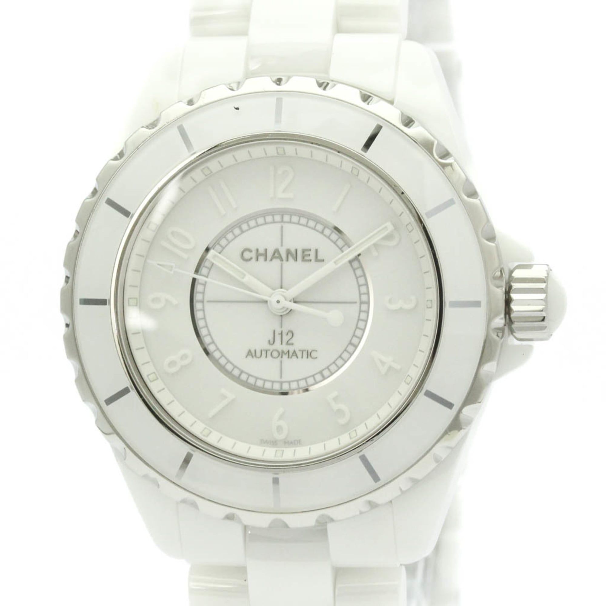 CHANEL J12 White Phantom Steel Ceramic Automatic Mens Watch ?3443 Polished