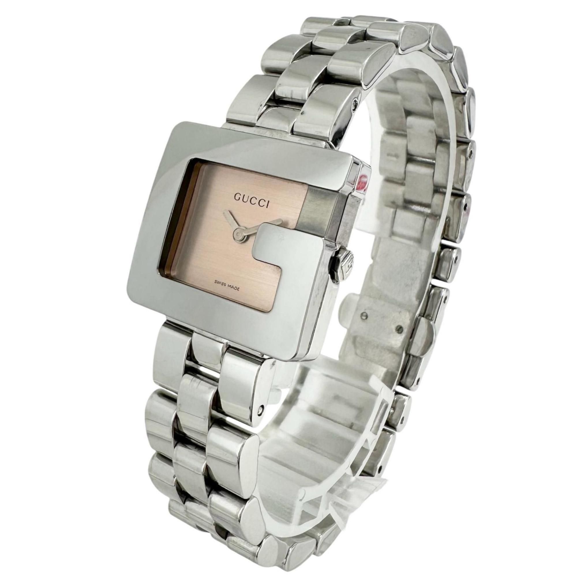 GUCCI G-Watch 3600 L Women's Watch, Stainless Steel, Silver, Pink Beige, Quartz Movement, Beige Dial