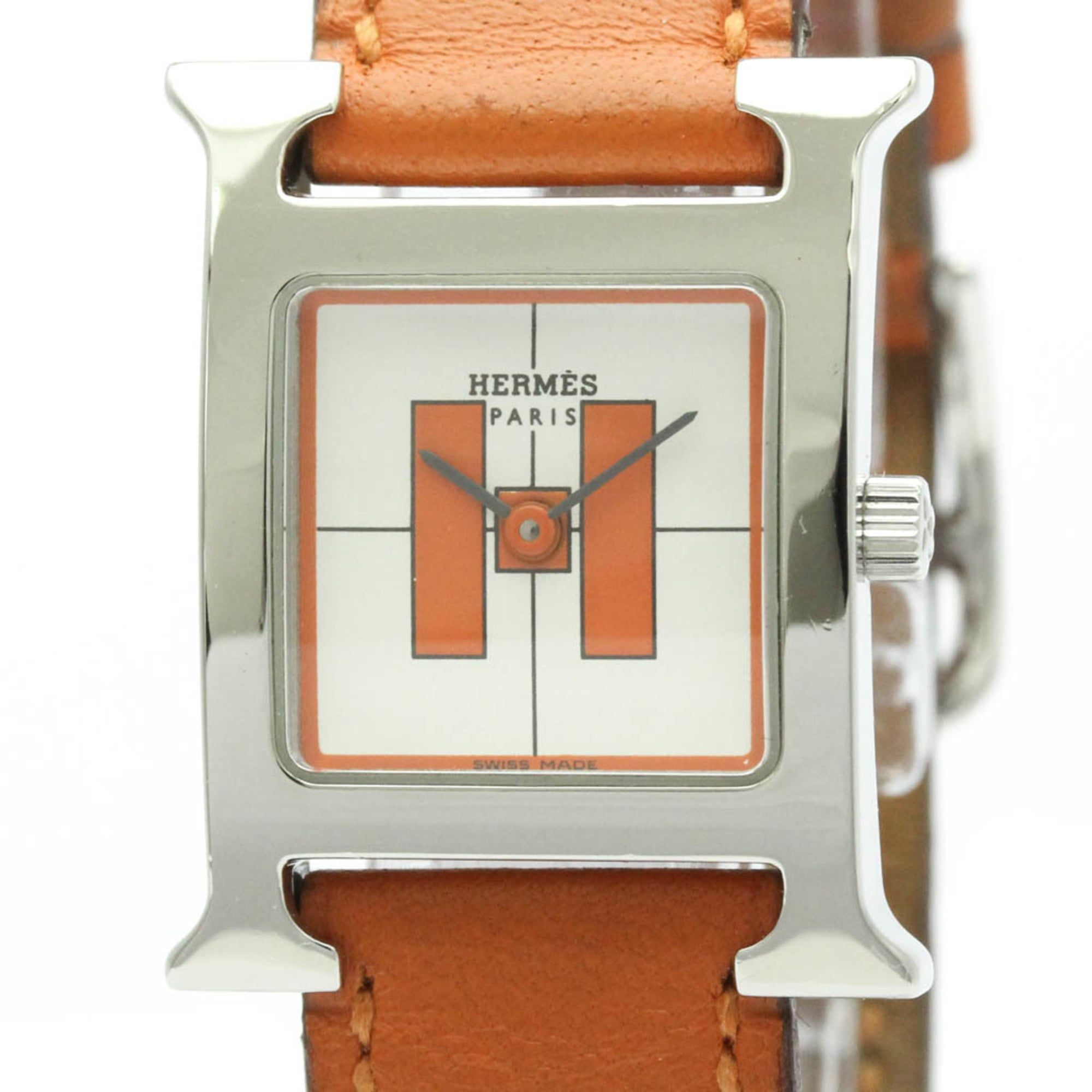 HERMES H Watch Stainless Steel Quartz Ladies Watch HH1.210 Polished