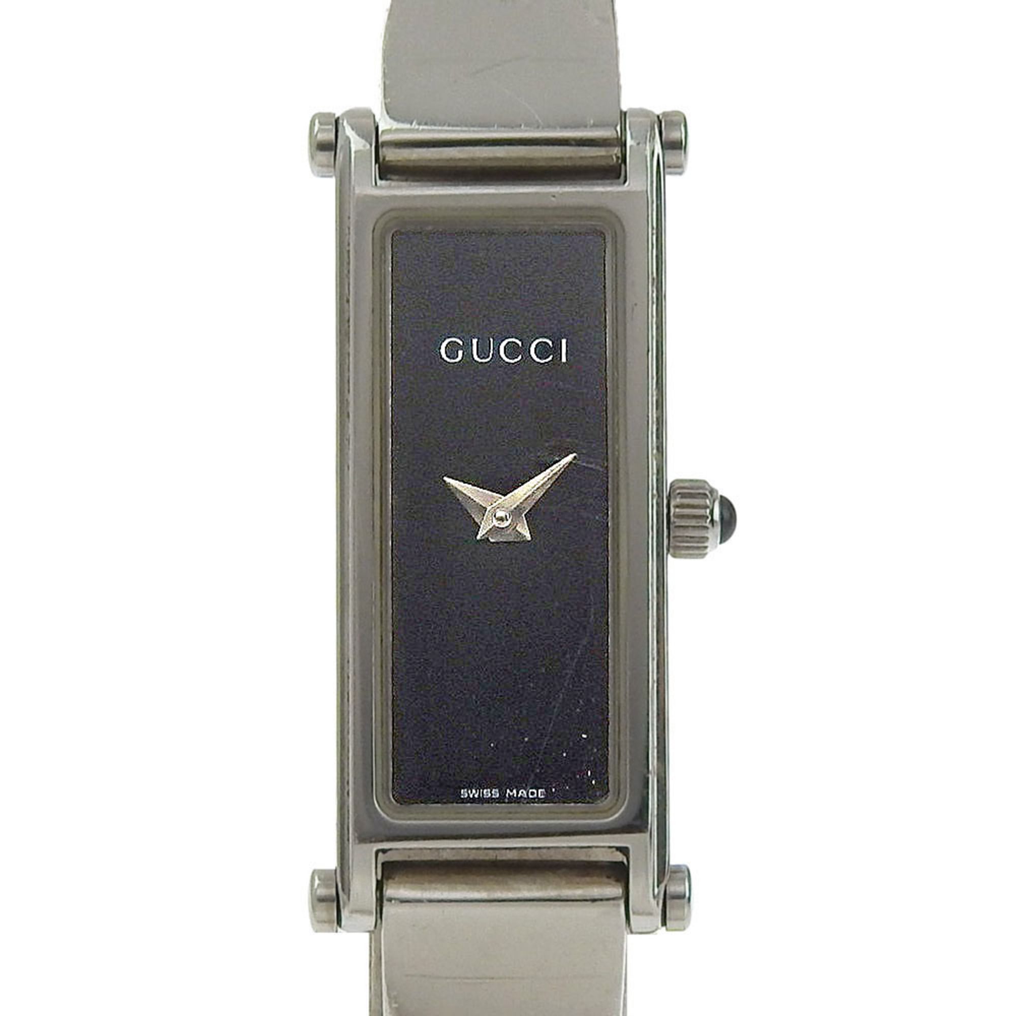 Gucci 1500L Stainless Steel Quartz Analog Watch with Black Dial for Women