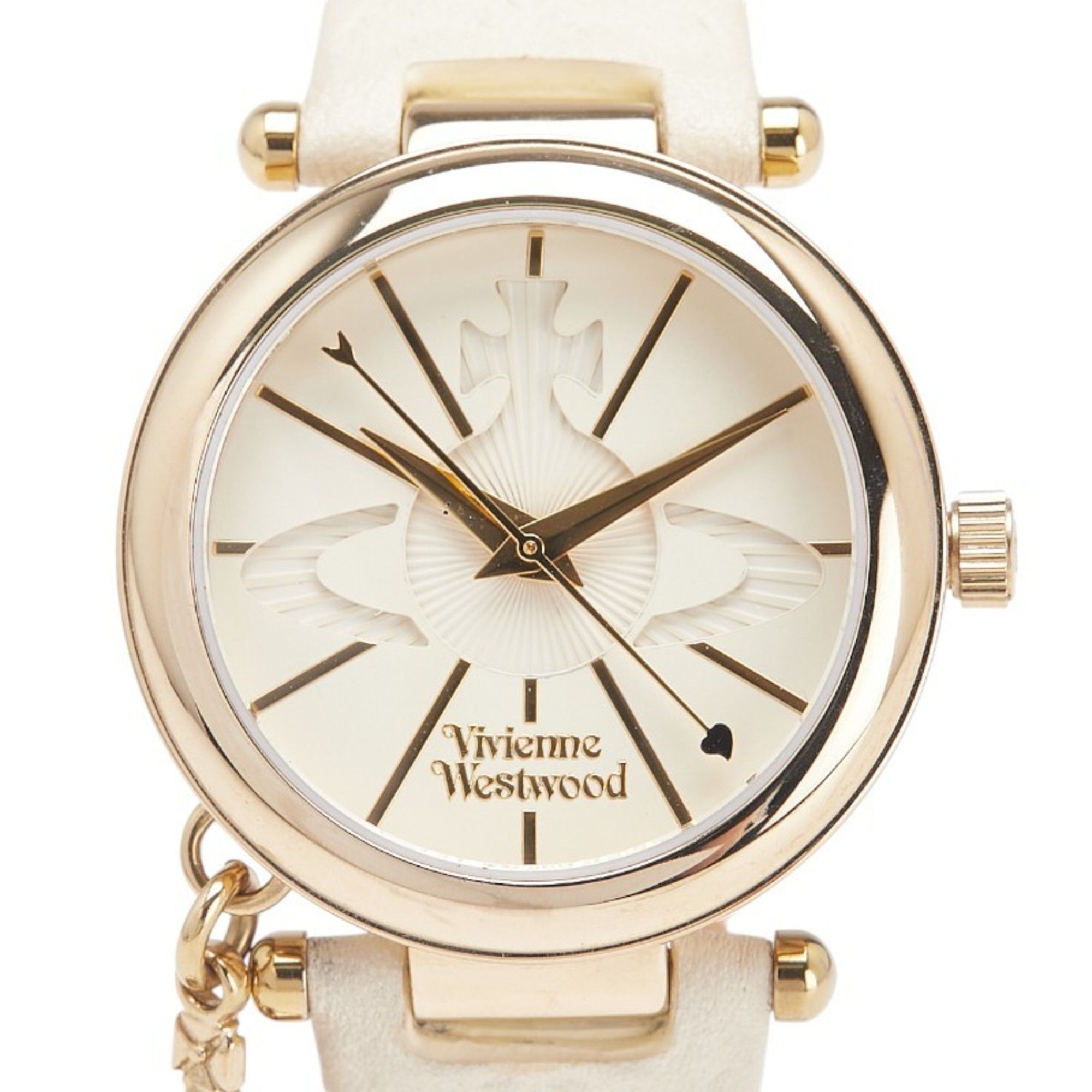 Vivienne Westwood Orb Quartz Watch, Beige Dial, Stainless Steel, Leather, Women's,