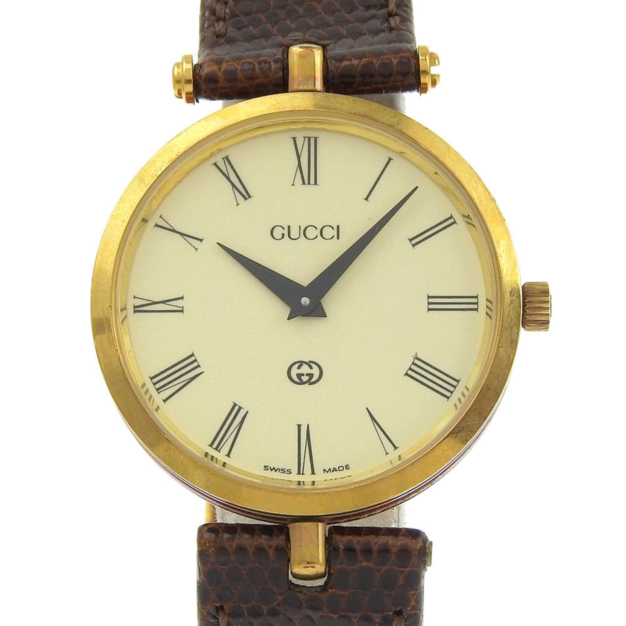 Gucci Sherry Line Watch, Gold Plated, Quartz, Analog, Ivory Dial, Men's