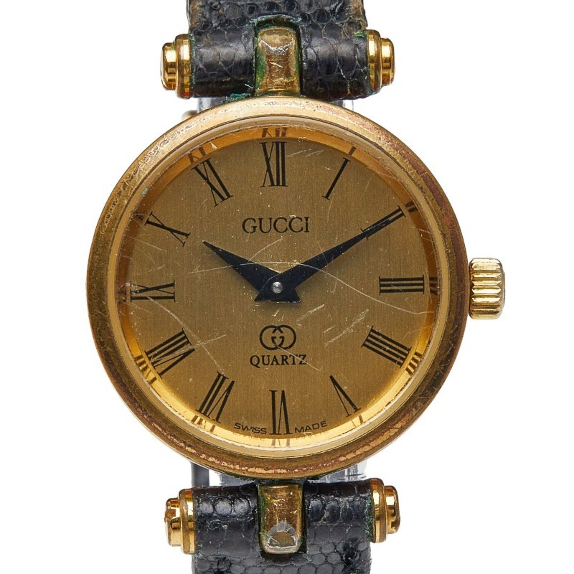 Gucci Sherry Line Quartz Watch with Gold Dial, Stainless Steel and Leather Strap for Women