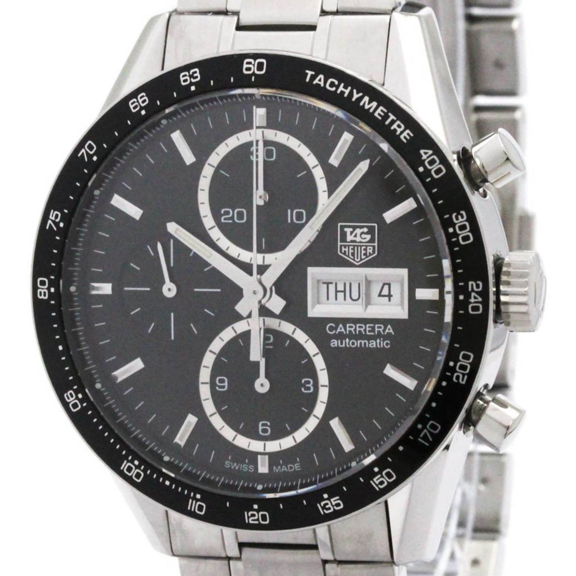 TAG HEUER Carrera Chronograph Caliber 16 Day Date Steel Watch CV201AG Polished